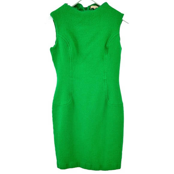 Michael Kors Main Label Green Wool Crepe Sleeveless Sheath Midi Dress sz 14 - Picture 1 of 7